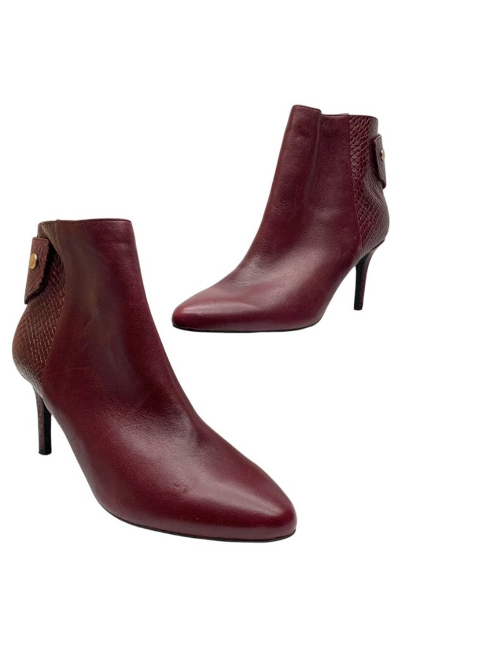 Cole Haan Grand Os Claremont Merlot Smooth Embossed Leather‎ Booties